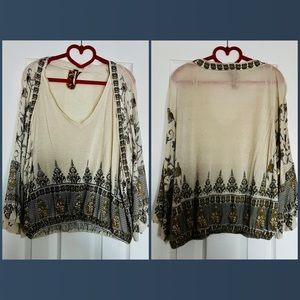 Free People Embellished Top with Bell Sleeves, Worn Once